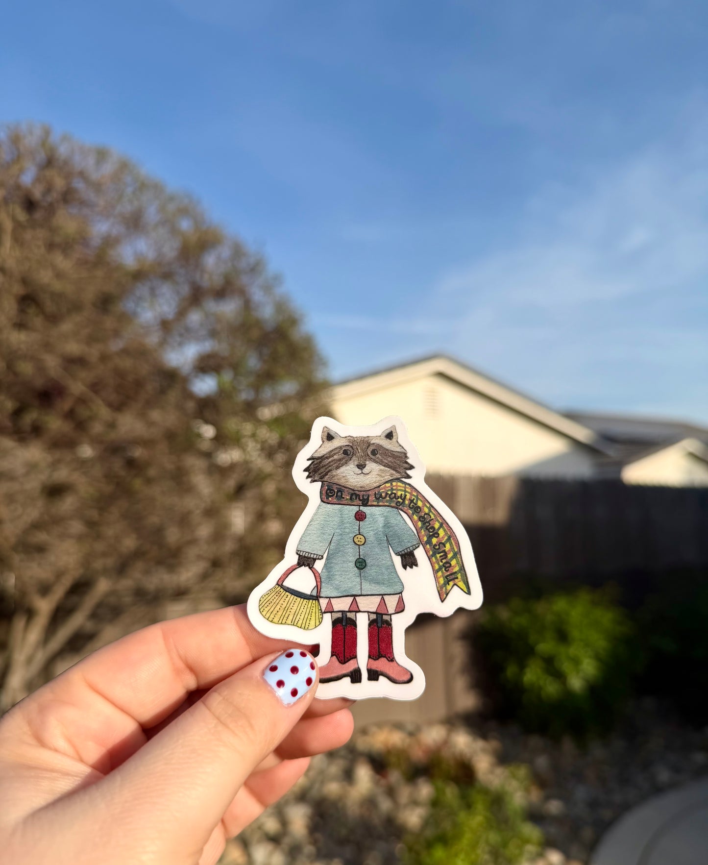 Shop Small Raccoon Sticker