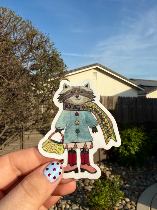 Shop Small Raccoon Sticker
