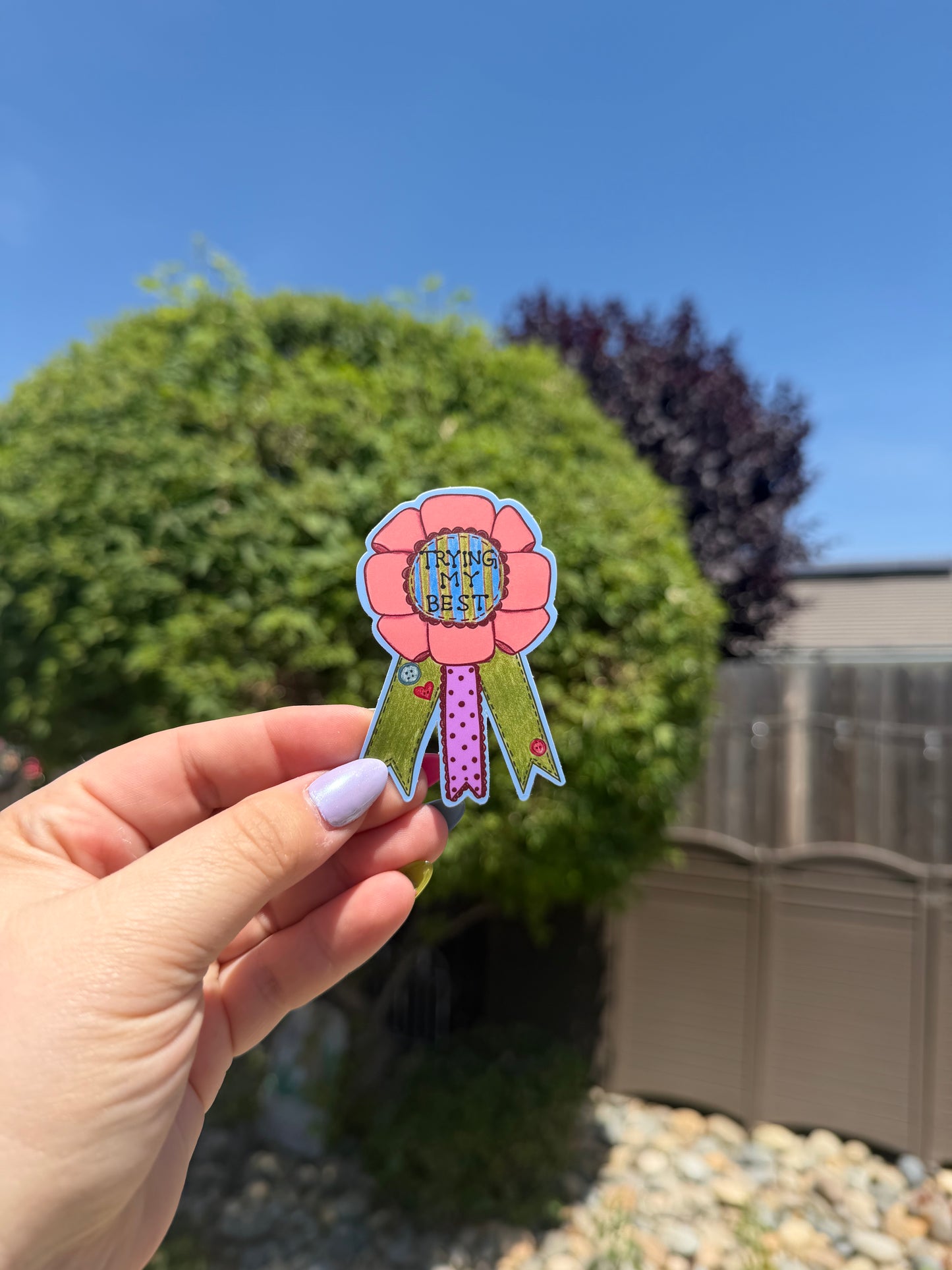 Trying My Best Prize Ribbon Sticker