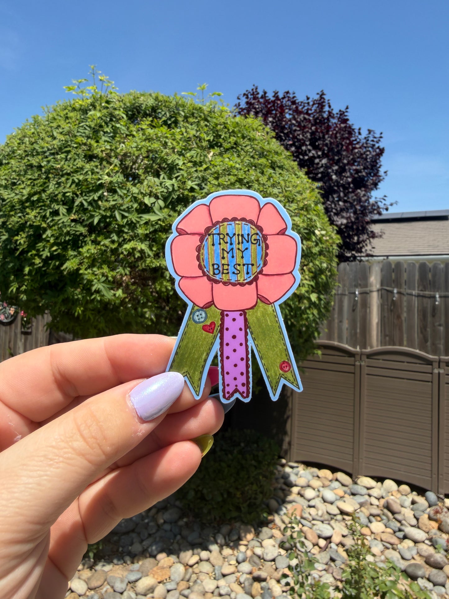 Trying My Best Prize Ribbon Sticker