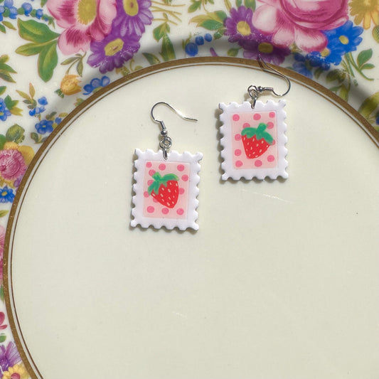 Strawberry Stamp Earrings