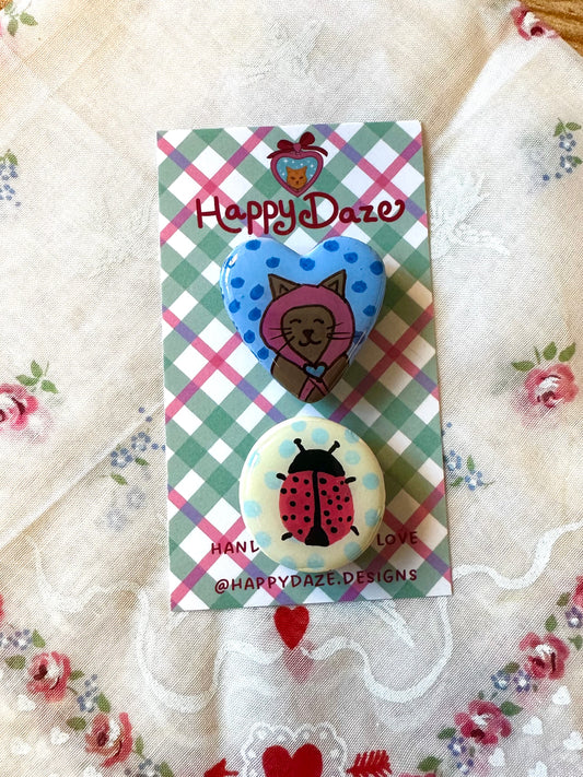 Babushka Cat and Lady Bug Magnet