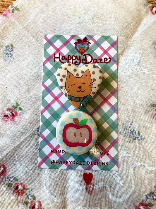 Cat and Apple Magnet