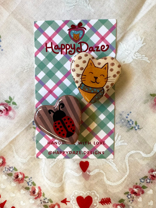 Cat and Lady Bug Magnet
