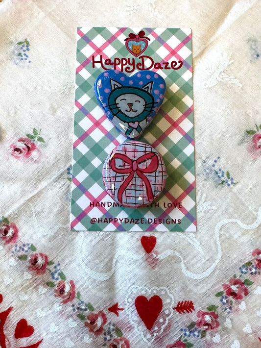 Babushka Cat and Bow Magnet
